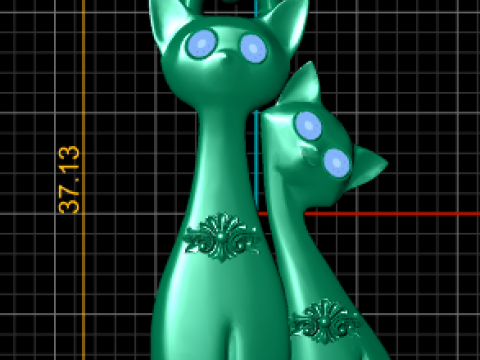 Gold Diamond Cat Pendant 3Dプリントモデル