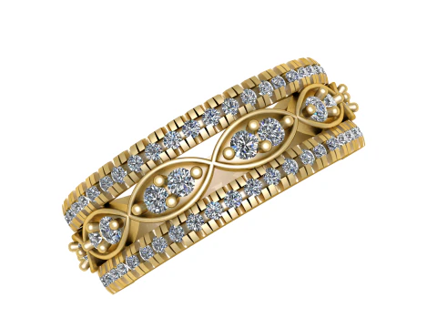 Bague diamant multi-rangs Modèles 3D en vedette