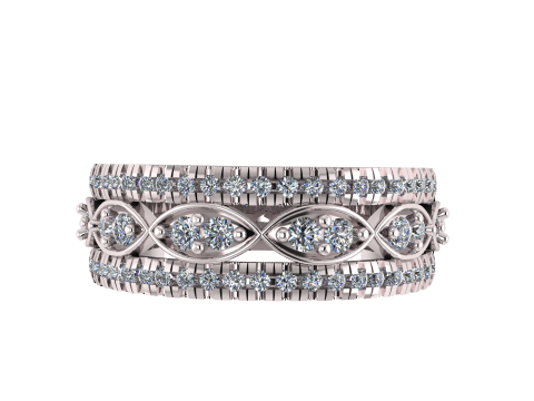 Multi-Row Diamond Ring 3D printmodel