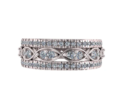 Multi-Row Diamond Ring 3D Print Model