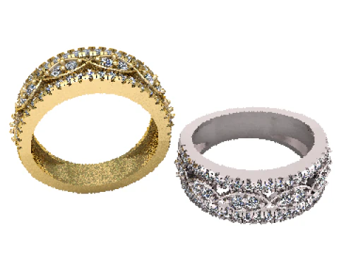 Multi-Row Diamond Ring 3D Print Model