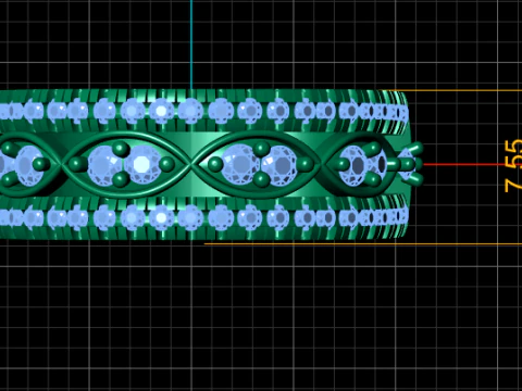 Multi-Row Diamond Ring 3D Print Model