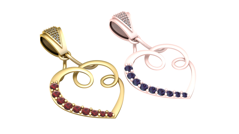 Gemstone Swirl Heart Pendant Modello di stampa 3D .c4d .max .obj .3ds .fbx .stl .blend