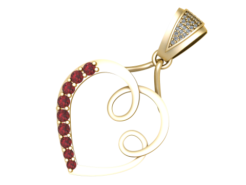 Gemstone Swirl Heart Pendant Modello di stampa 3D