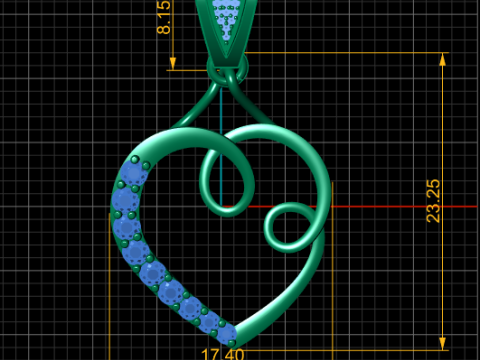 Gemstone Swirl Heart Pendant Modello di stampa 3D