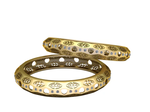 Bague Diamant Motif Feuille Dorée Modèles 3D en vedette