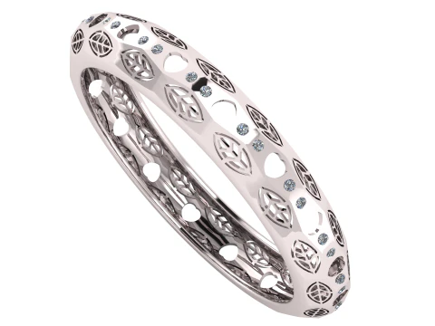 Golden Leaf Pattern Diamond Ring 3D Print Model