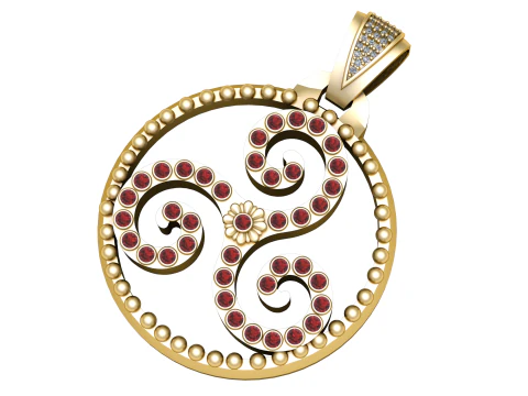 Pendentif Diamant Floral Modèles 3D en vedette