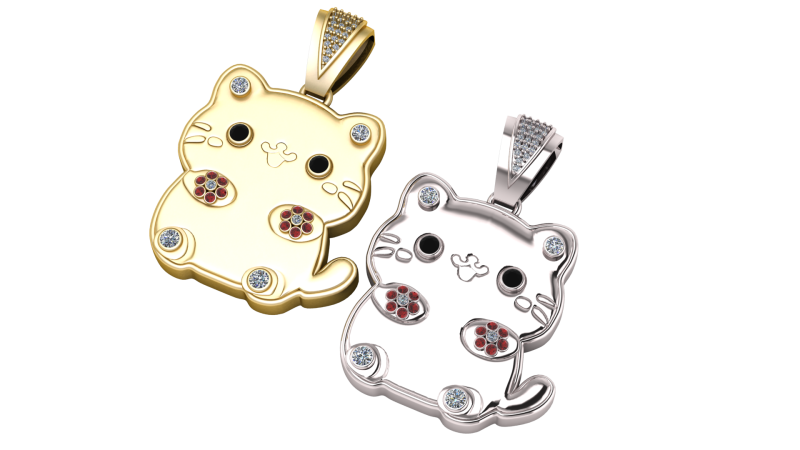Cute Baby Cat Pendant Model Cetak 3D .c4d .max .obj .3ds .fbx .stl .blend