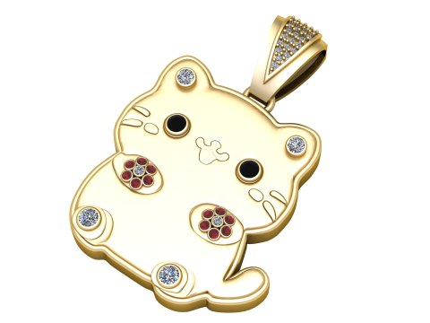 Cute Baby Cat Pendant Model Cetak 3D