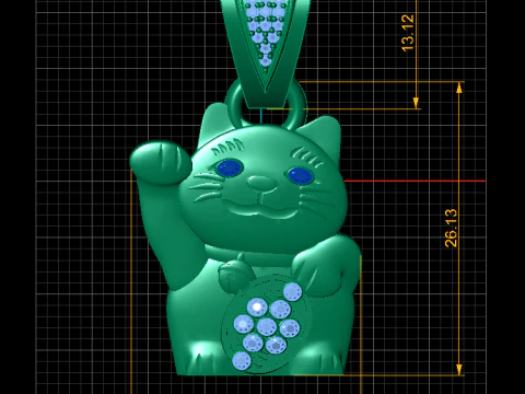 Lucky Cat pendant 3D Print Model
