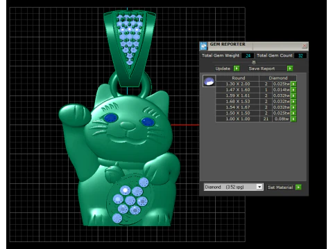 Lucky Cat pendant 3D Print Model