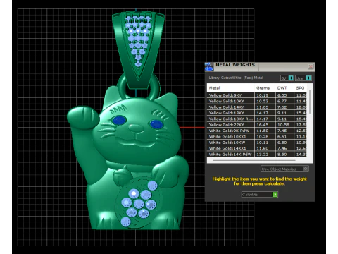 Lucky Cat pendant 3D Print Model