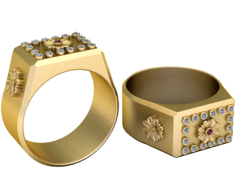 Mens Signet Ring Modelo de impresión 3D