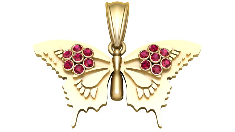Butterfly pendant 3D Модель .c4d .max .obj .3ds .fbx .stl .blend 