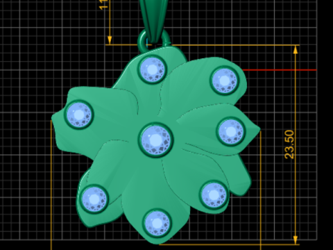 Elegant flower-shaped gold pendant Model 3D