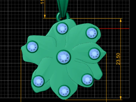 Elegant flower-shaped gold pendant 3D Model