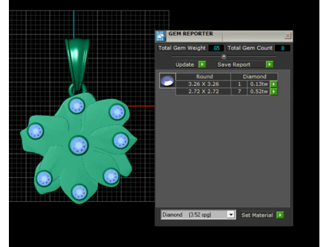 Elegant flower-shaped gold pendant 3D Model