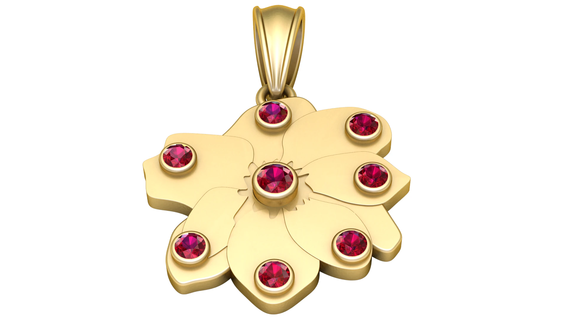 Elegant flower-shaped gold pendant 3D Model .c4d .max .obj .3ds .fbx .stl .blend 