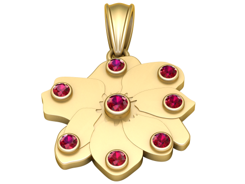 Elegant flower-shaped gold pendant 3D Model