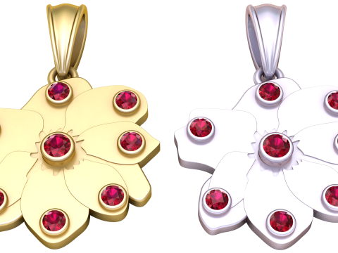 Elegant flower-shaped gold pendant Model 3D
