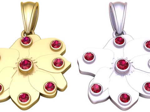 Elegant flower-shaped gold pendant 3D Model