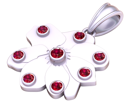 Elegant flower-shaped gold pendant Model 3D
