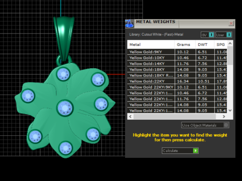 Elegant flower-shaped gold pendant Model 3D