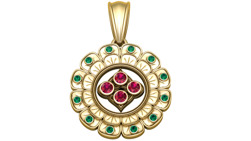 Elegantgold floral pendant 3D Model .c4d .max .obj .3ds .fbx .stl .blend