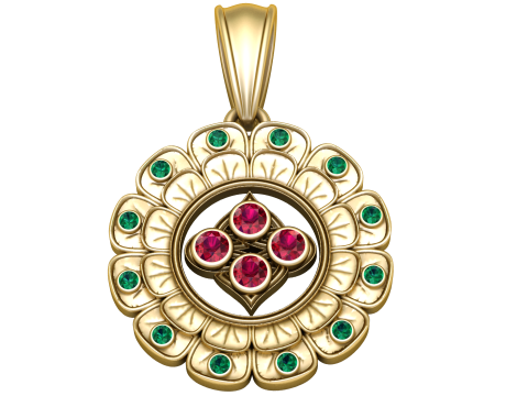 Elegantgold floral pendant 3D Модель
