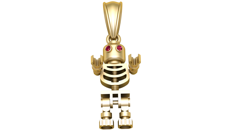 Skeleton-inspired gold pendant 3D Model .c4d .max .obj .3ds .fbx .stl .blend