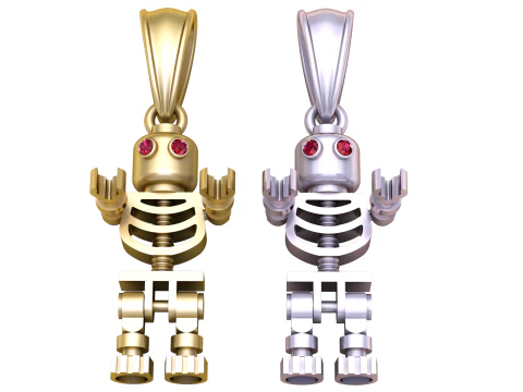 Skeleton-inspired gold pendant 3D Model