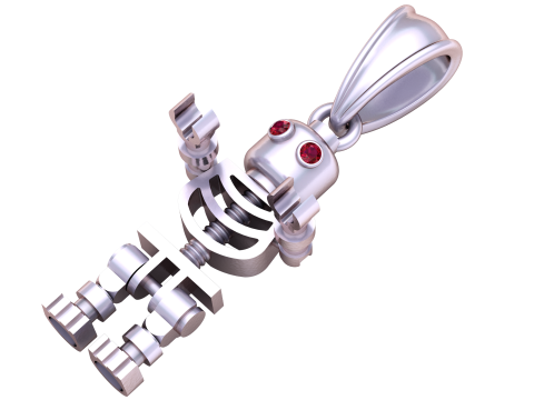 Skeleton-inspired gold pendant 3D Model