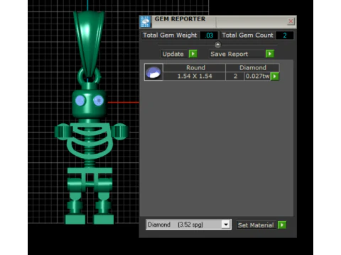 Skeleton-inspired gold pendant 3D Model