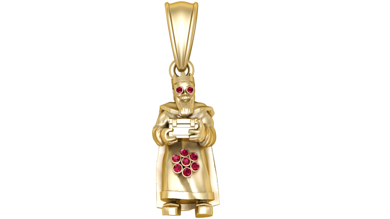 Gold hooded figure pendant Model 3D .c4d .max .obj .3ds .fbx .stl .blend 
