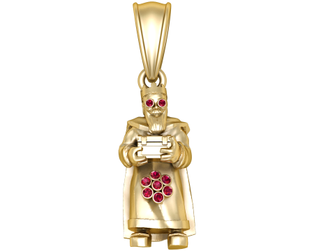 Gold hooded figure pendant 3D 모델