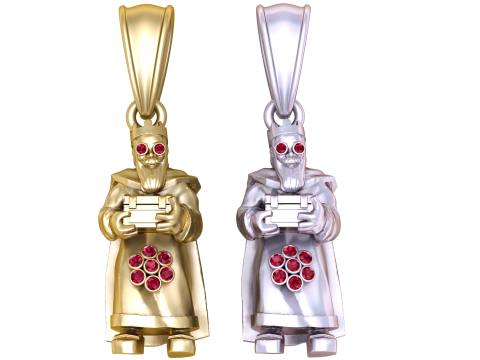 Gold hooded figure pendant Model 3D
