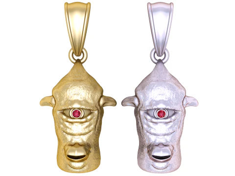 Cyclops head gold pendant 3D Model