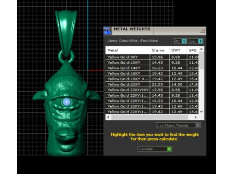 Cyclops head gold pendant 3Dモデル