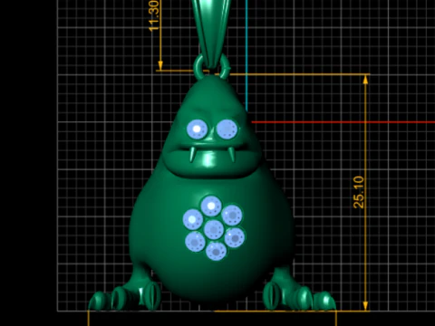 Gold monster pendant 3D Model