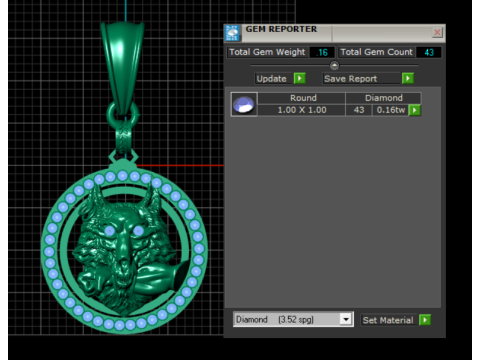 Wolf head gold pendant Model 3D