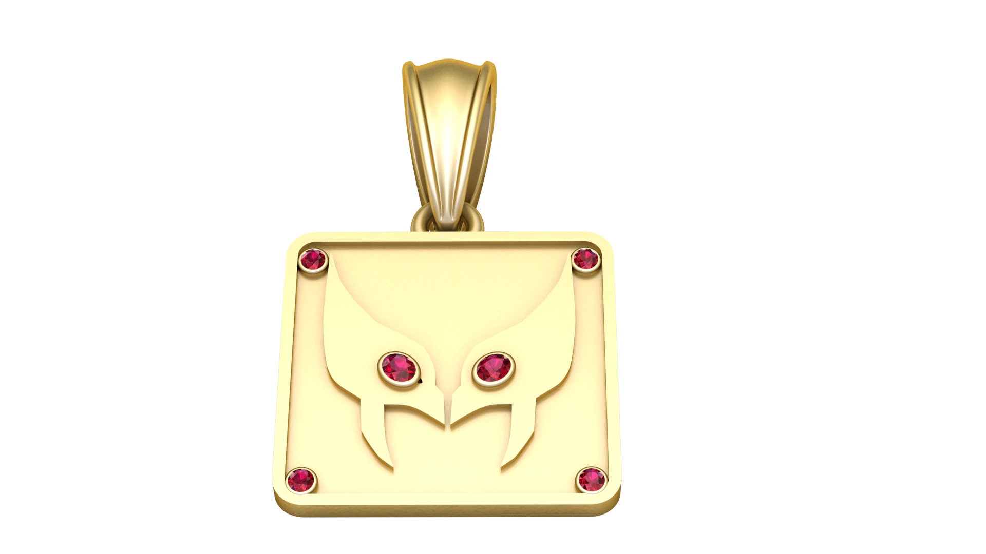 Gold square pendant 3D Model .c4d .max .obj .3ds .fbx .stl .blend 