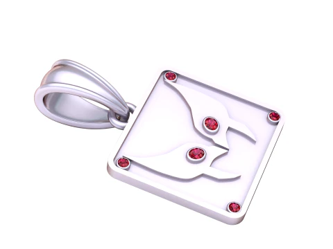 Gold square pendant 3D Model
