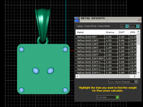 Gold square pendant 3D Модель
