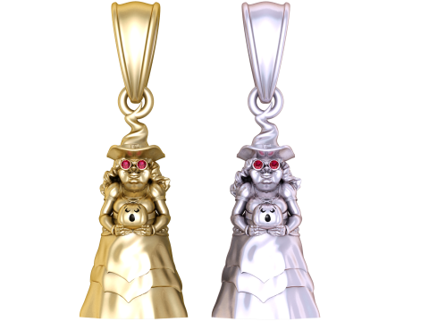 Gold witch pendant 3D Model