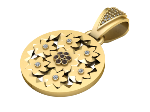 Golden Blossom Floral Pendant 3D Druckmodell