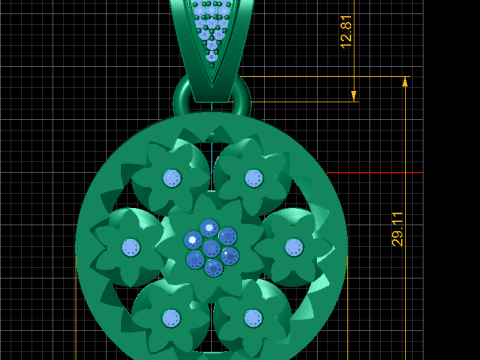 Golden Blossom Floral Pendant 3D Druckmodell