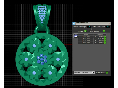 Golden Blossom Floral Pendant 3D Print Model