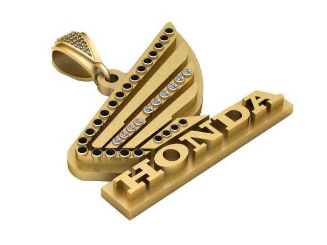Honda Wings Gold Pendant 3D Print Model .c4d .max .obj .3ds .fbx .stl .blend 