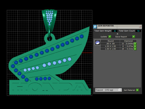 Honda Wings Gold Pendant 3D Print Model